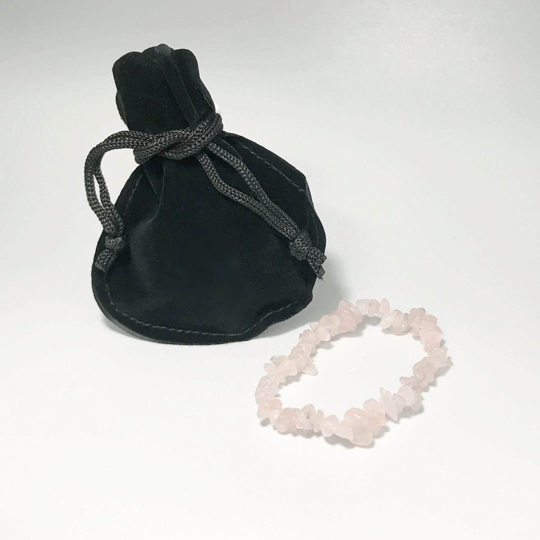 Rose Quartz Chip Beaded Bracelet - Rocks and Gems Canada