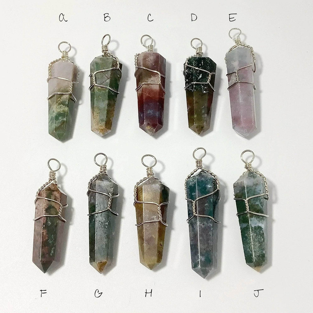 Wire Wrapped Indian Agate Pendant - Rocks and Gems Canada