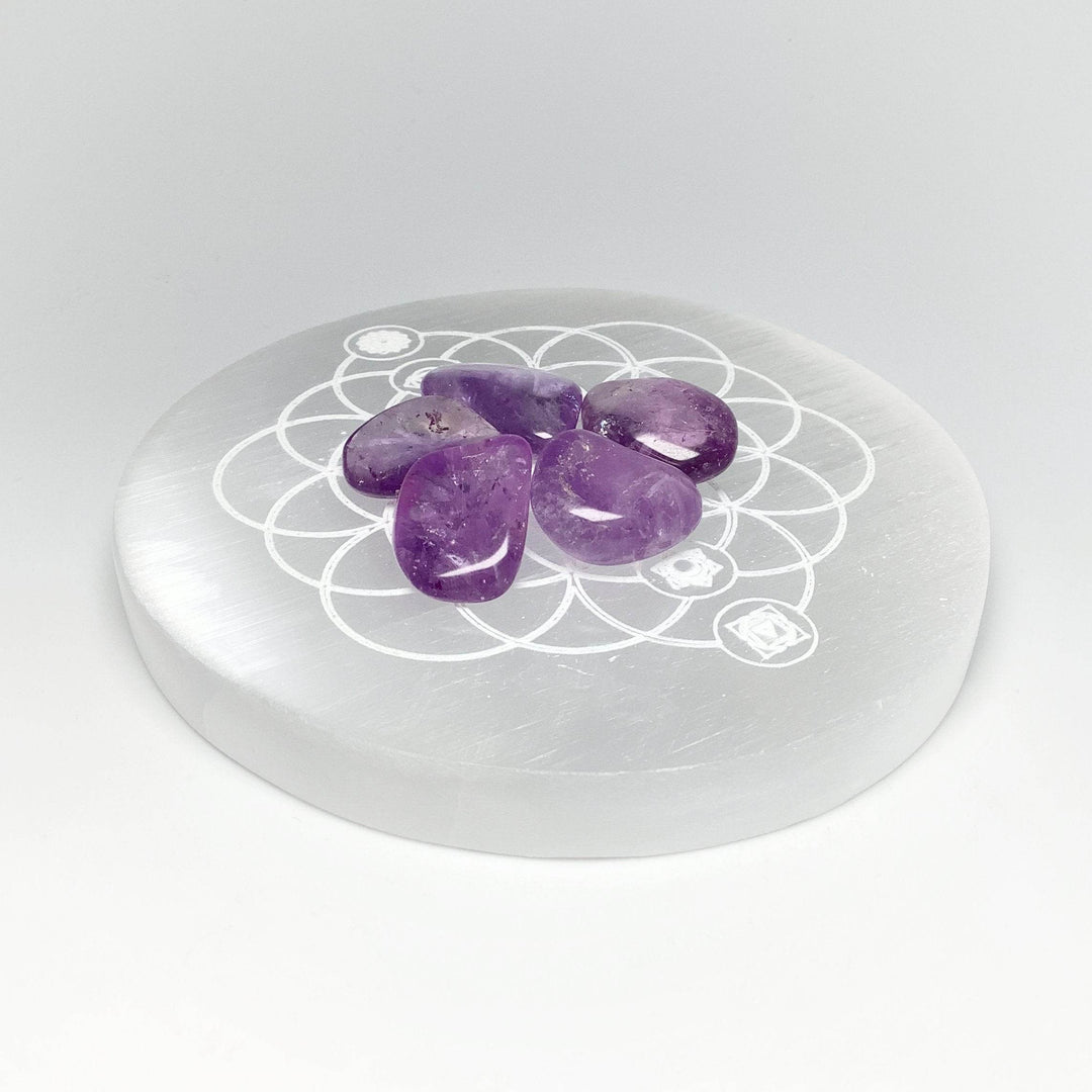 Selenite Round Chakra Charging Plate - Rocks and Gems Canada