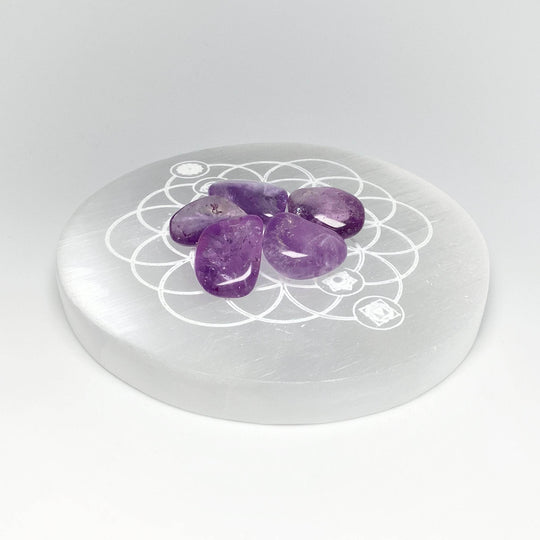Selenite Round Chakra Charging Plate - Rocks and Gems Canada