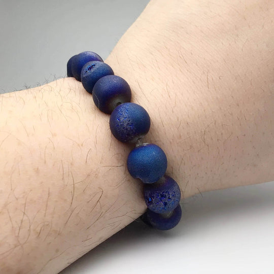 Druzy Matte Blue Beaded Bracelet - Rocks and Gems Canada