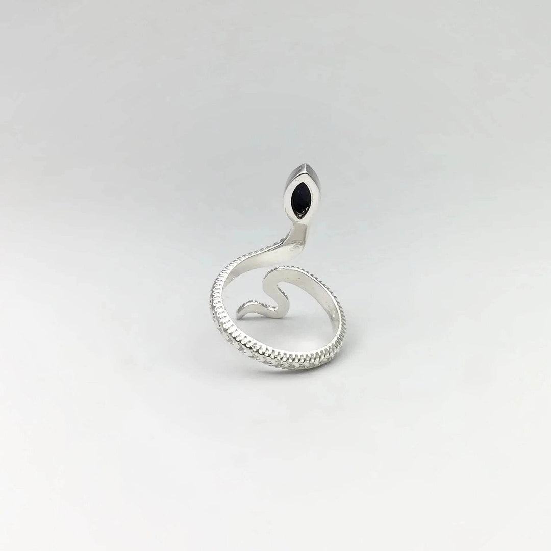 Black Onyx Snake Ring - Rocks and Gems Canada