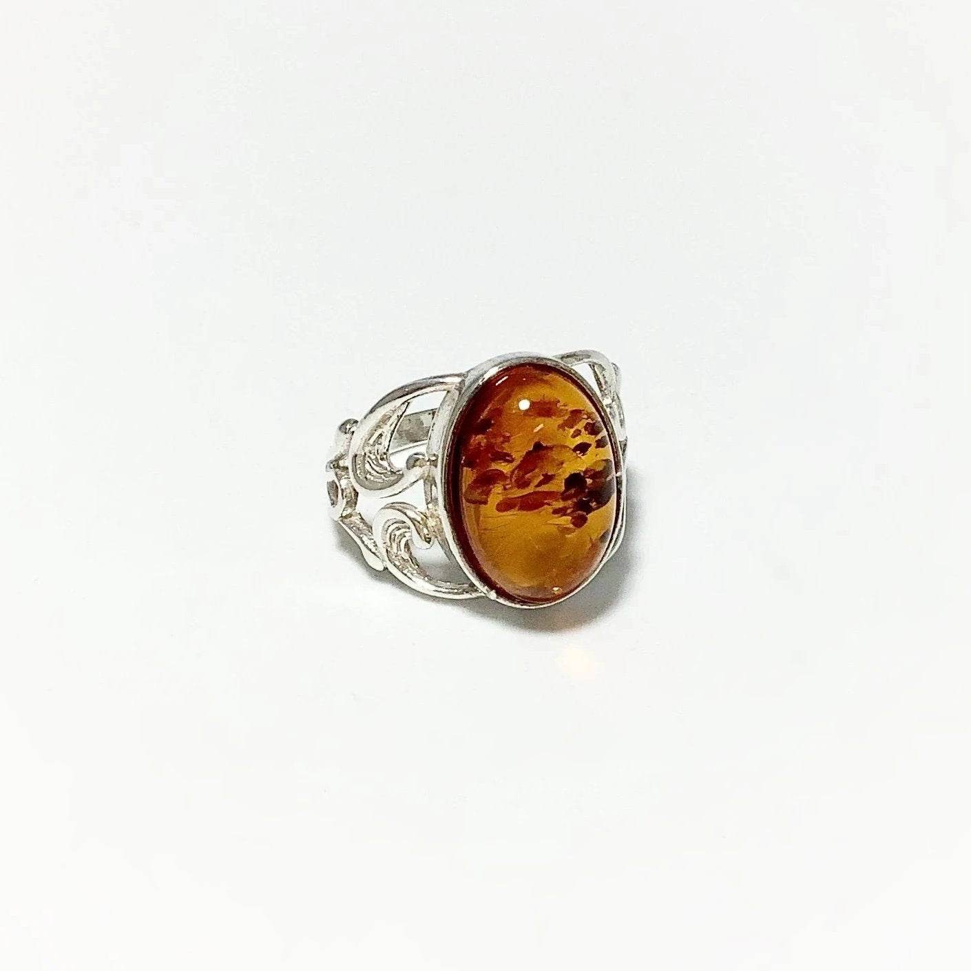 Cognac Amber Ring - Rocks and Gems Canada