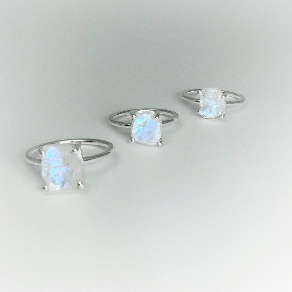 Raw Rainbow Moonstone Ring - Rocks and Gems Canada