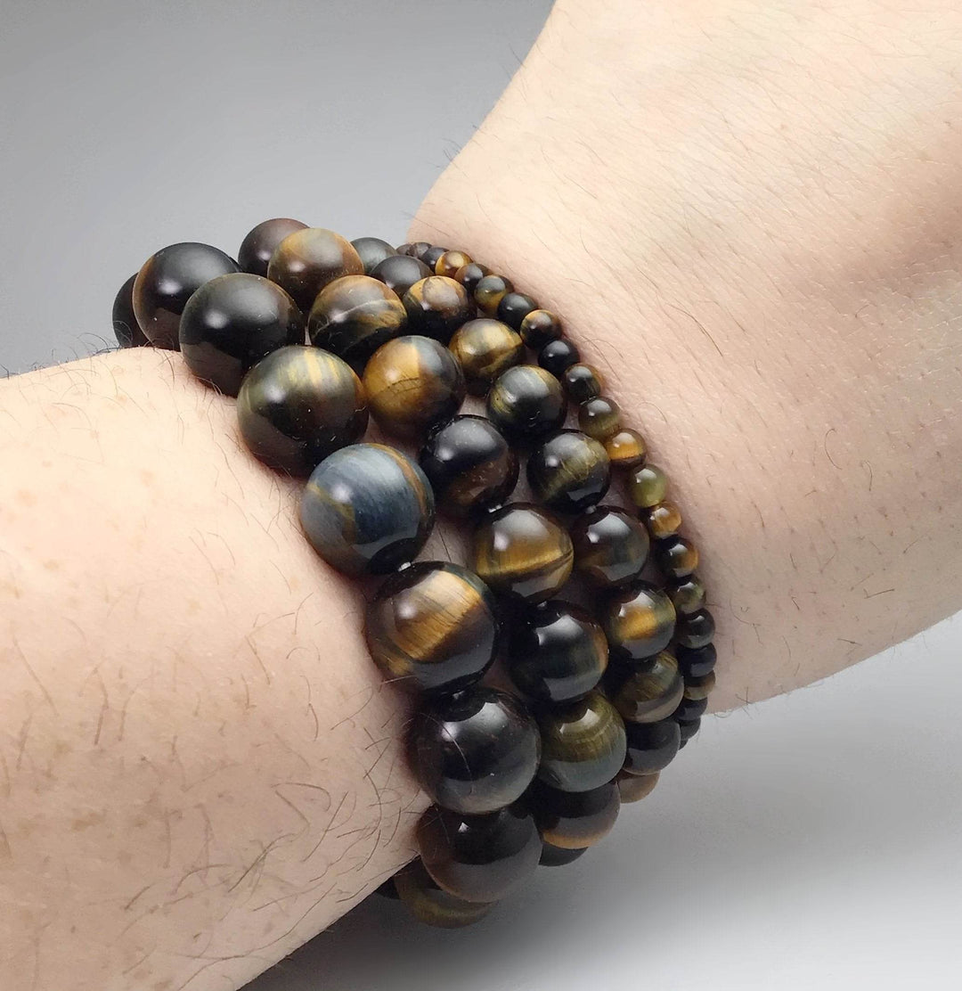Blue Gold Tiger Eye Beaded Bracelet - Rocks and Gems Canada