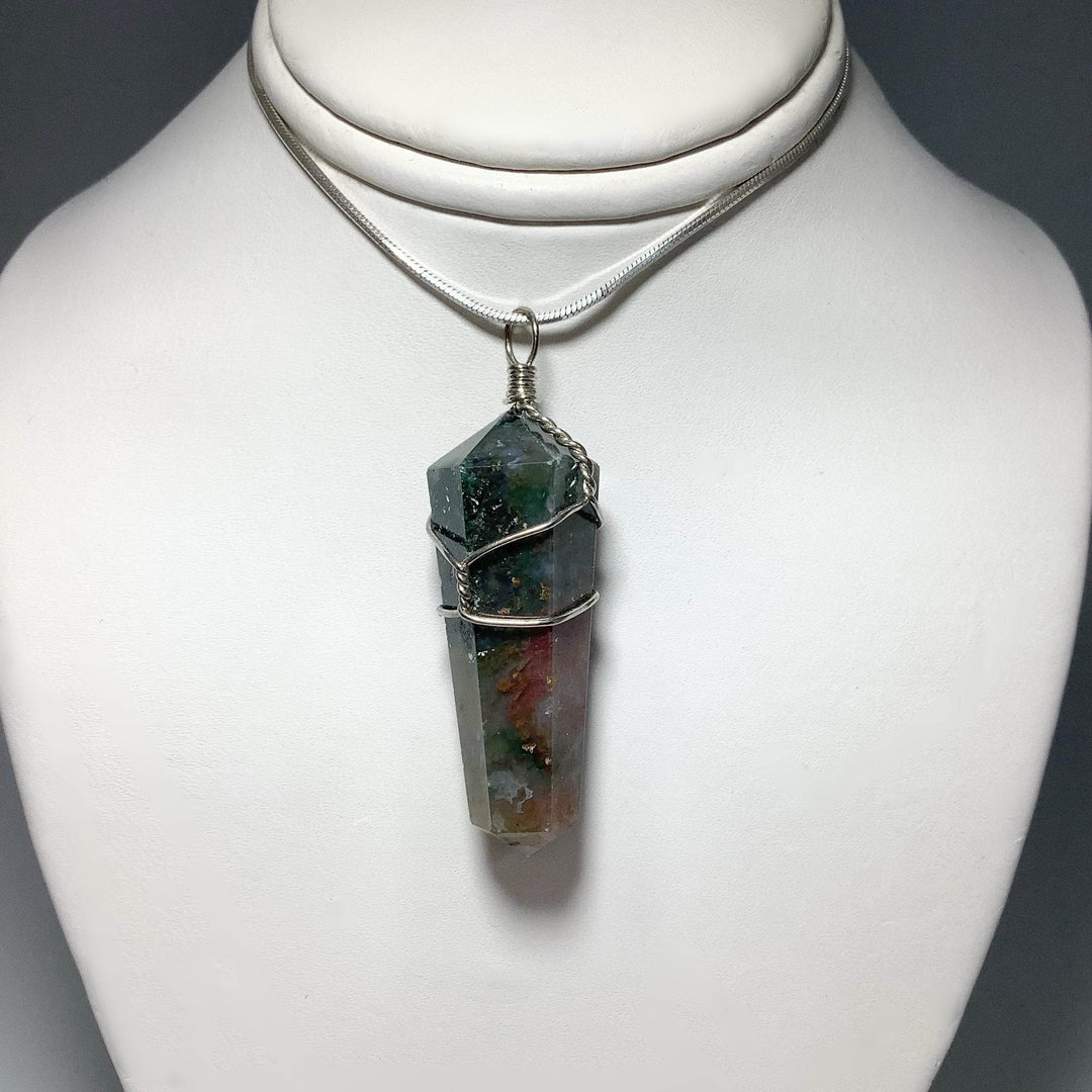 Wire Wrapped Indian Agate Pendant - Rocks and Gems Canada