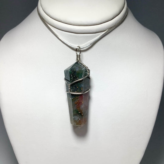 Wire Wrapped Indian Agate Pendant - Rocks and Gems Canada