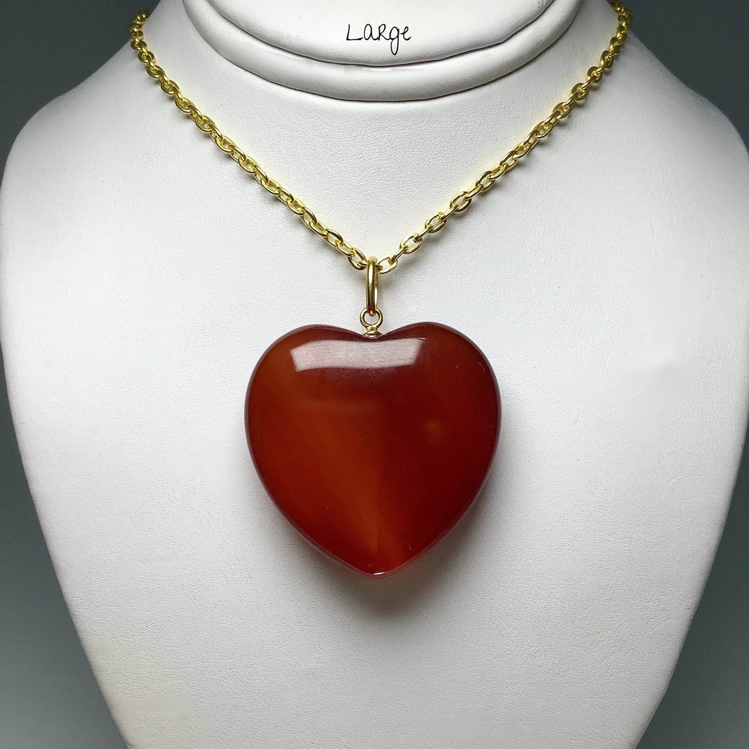 Carnelian Agate Heart Pendant - Gold Finish Bail - Rocks and Gems Canada