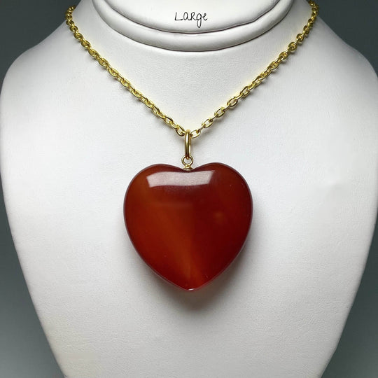 Carnelian Agate Heart Pendant - Gold Finish Bail - Rocks and Gems Canada
