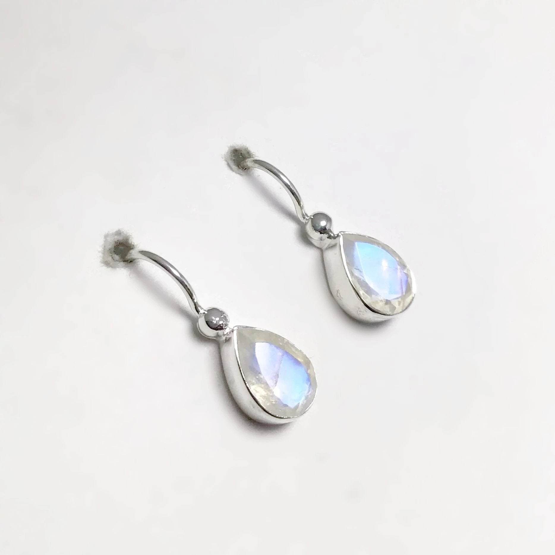 Rainbow Moonstone Dangle Earrings - Rocks and Gems Canada