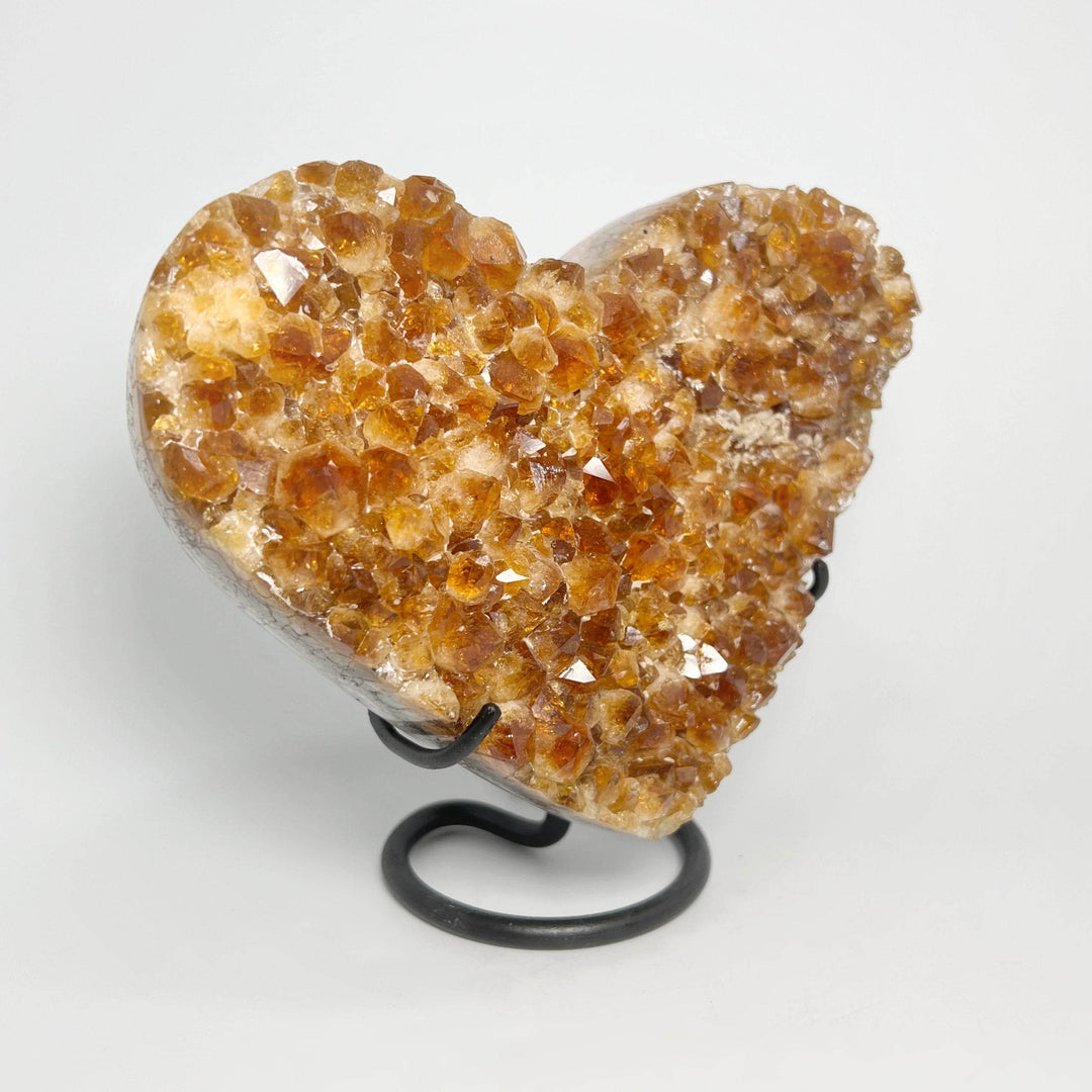 Citrine Druze Cluster Heart On Stand - Rocks and Gems Canada