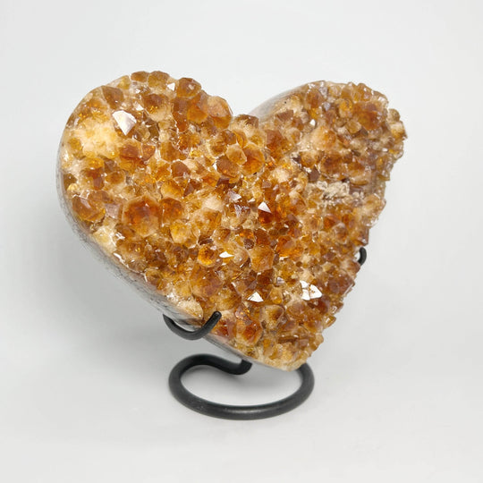 Citrine Druze Cluster Heart On Stand - Rocks and Gems Canada