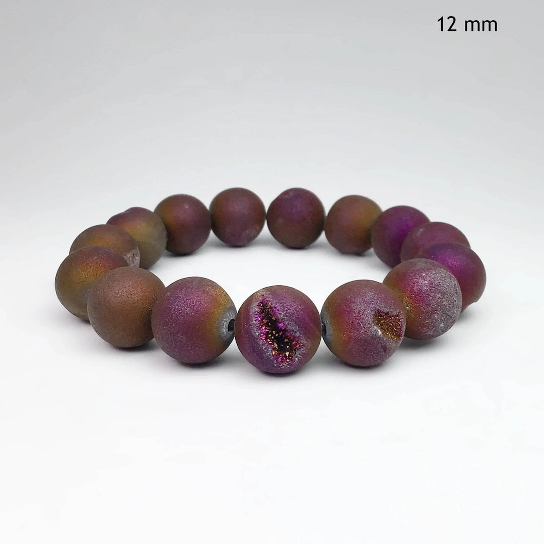 Druzy Matte Purple Beaded Bracelet - Rocks and Gems Canada