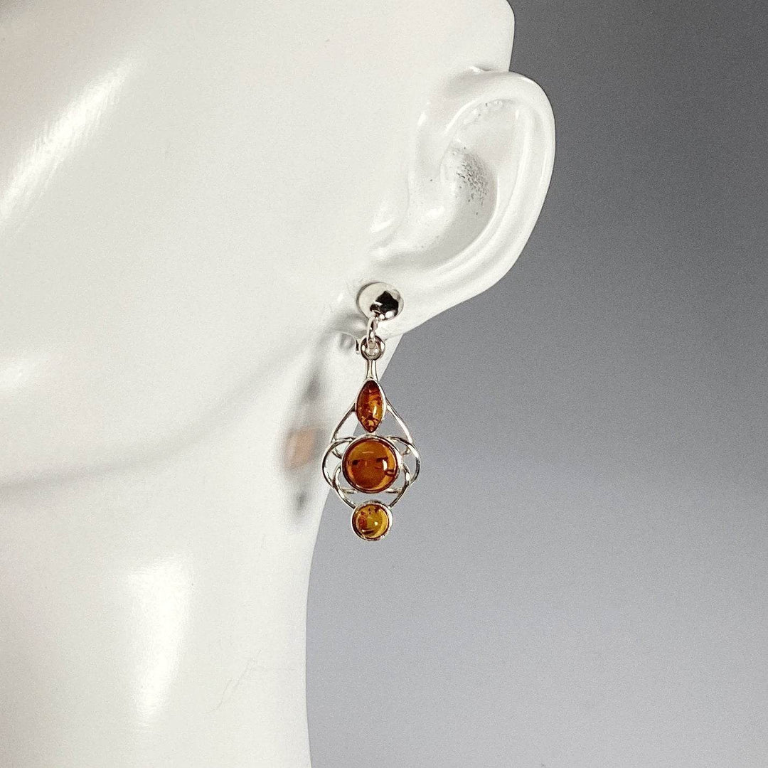 Cognac Amber Stud Earrings - Rocks and Gems Canada