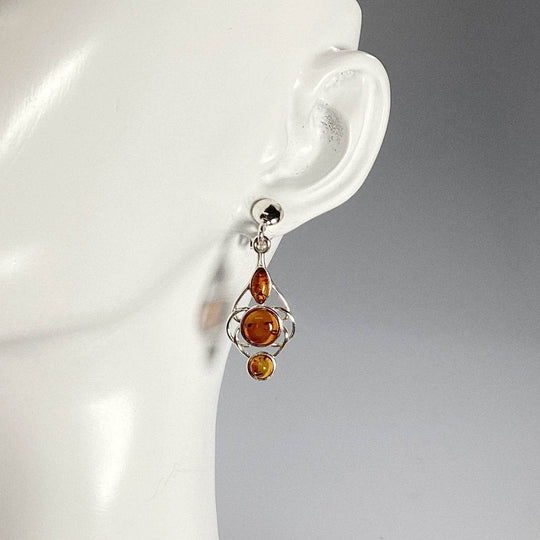 Cognac Amber Stud Earrings - Rocks and Gems Canada