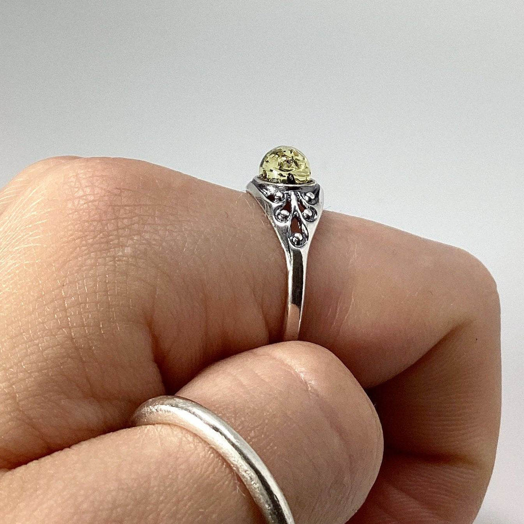 Green Amber Ring - Rocks and Gems Canada