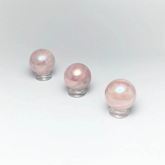Mini Aura Rose Quartz Sphere - Rocks and Gems Canada