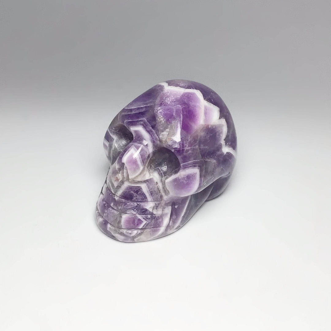Carved Chevron Amethyst Crystal Skull - Rocks and Gems Canada