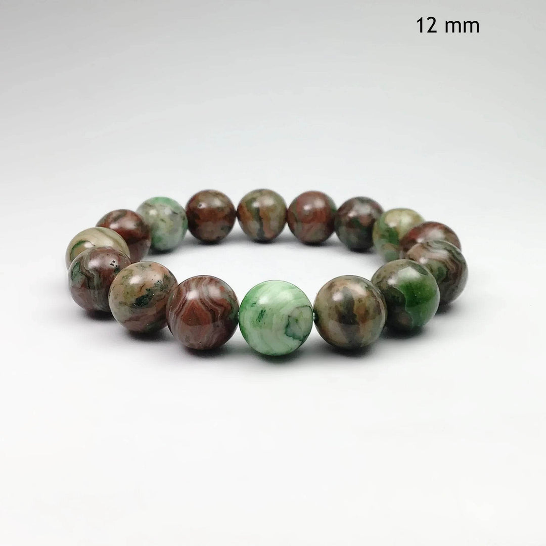 Green Crazy Lace Agate Beaded Bracelet - Rocks and Gems Canada