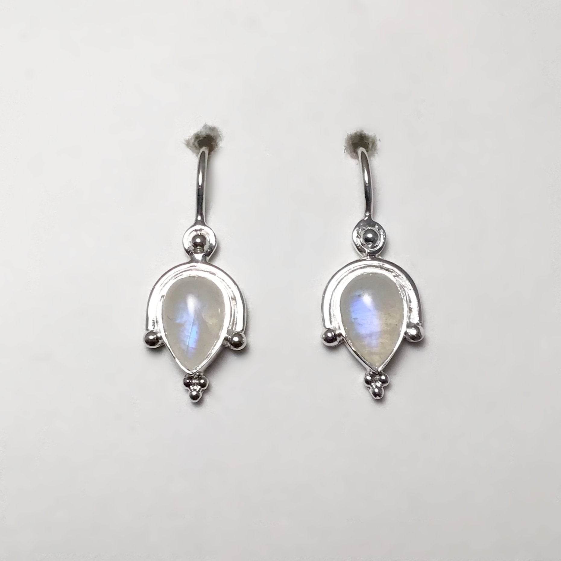 Rainbow Moonstone Dangle Earrings - Rocks and Gems Canada