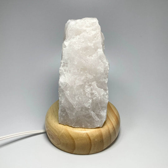 Quartz Lamp with Wooden Base - Rocks and Gems Canada