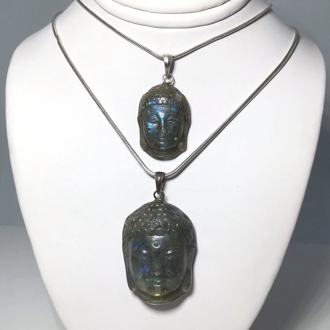 Labradorite Buddha Head Pendant - Rocks and Gems Canada