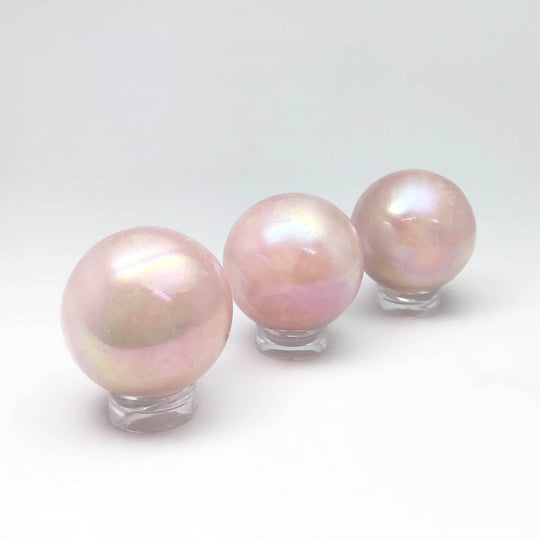 Aura Rose Quartz Sphere - Rocks and Gems Canada