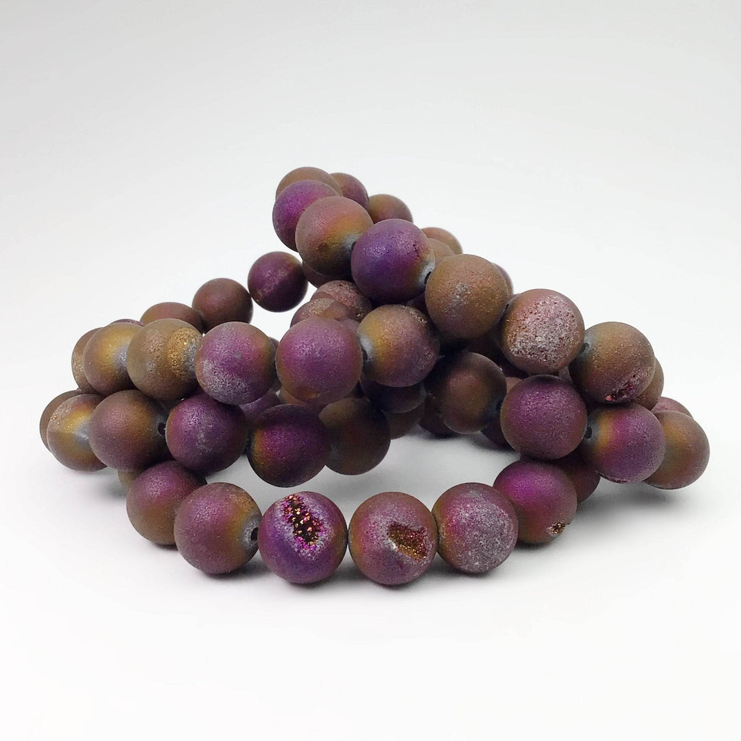 Druzy Matte Purple Beaded Bracelet - Rocks and Gems Canada