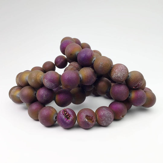 Druzy Matte Purple Beaded Bracelet - Rocks and Gems Canada
