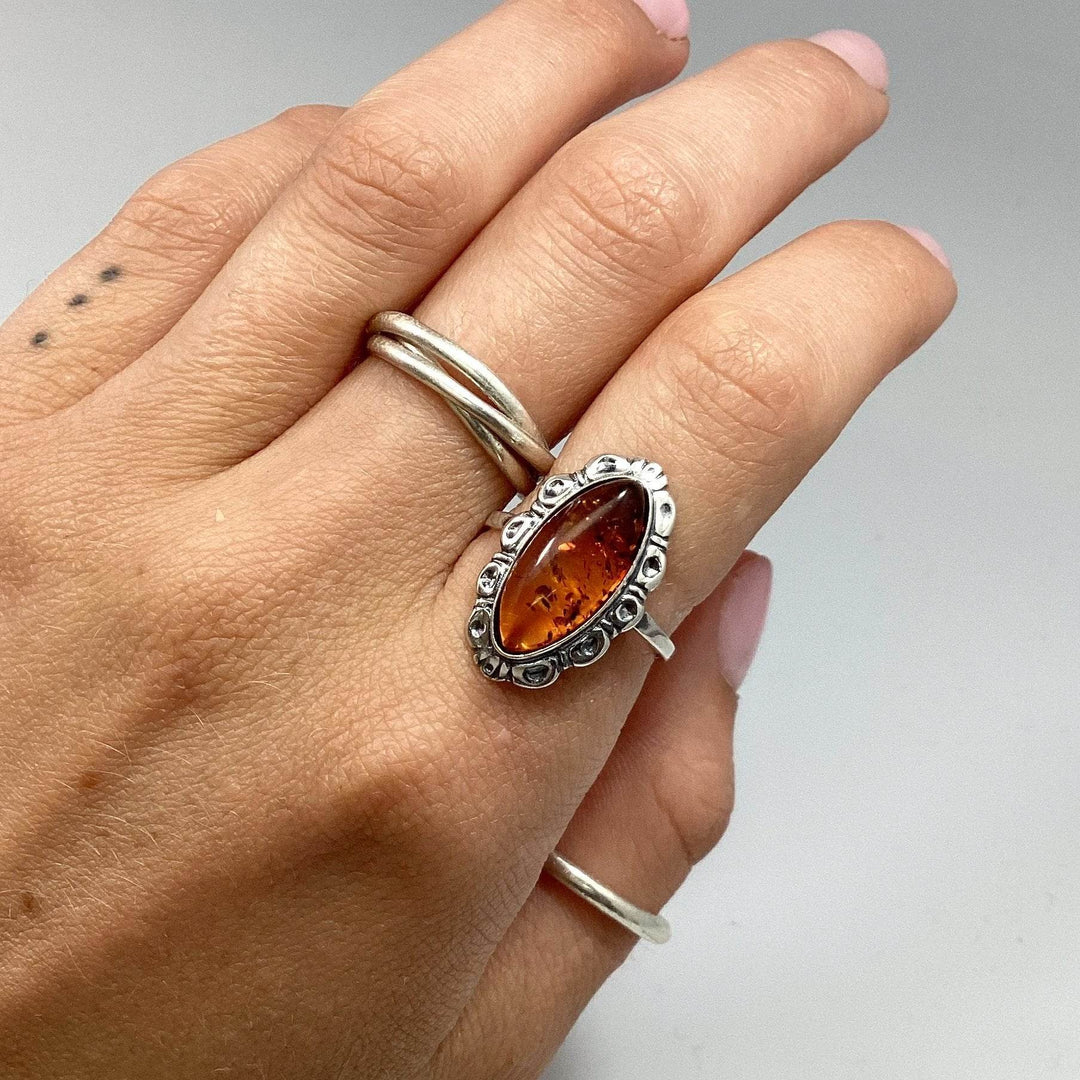 Cognac Amber Ring - Rocks and Gems Canada