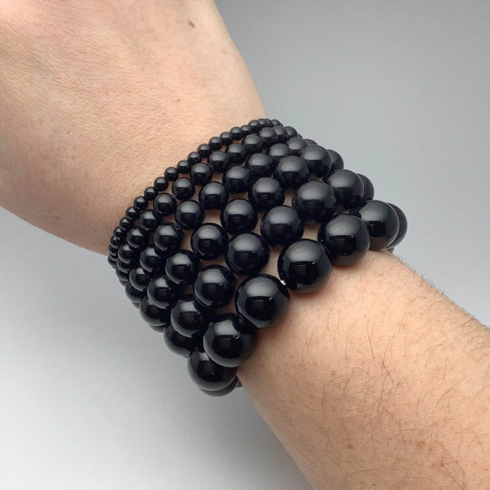 Black Obsidian Beaded Bracelet - Rocks and Gems Canada