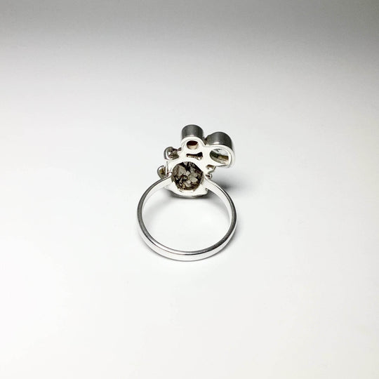 Campo Del Cielo Meteorite, Green Amethyst and Smoky Quartz Ring - Rocks and Gems Canada