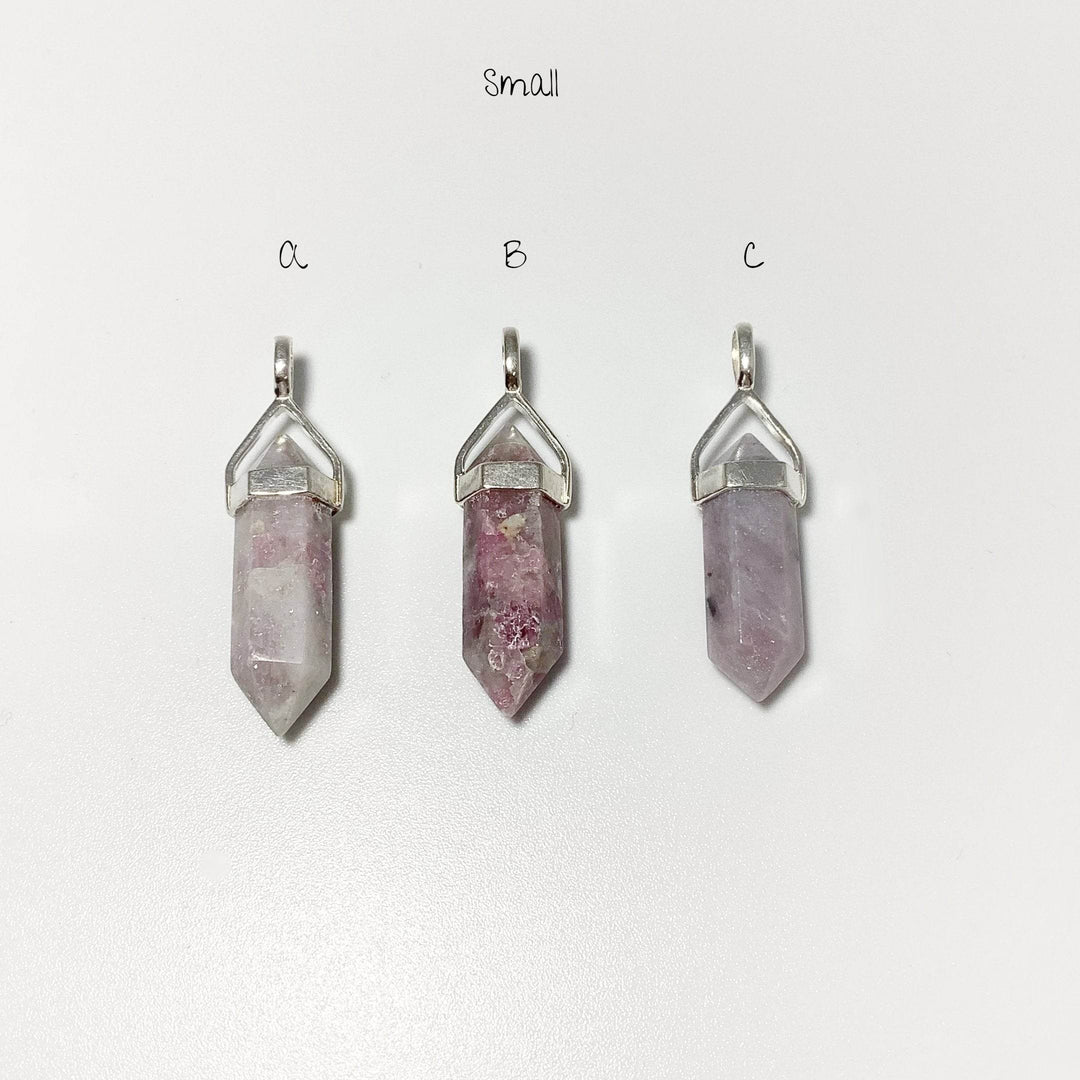 Quartz with Pink Tourmaline Double Terminated Point Pendant - Rocks and Gems Canada