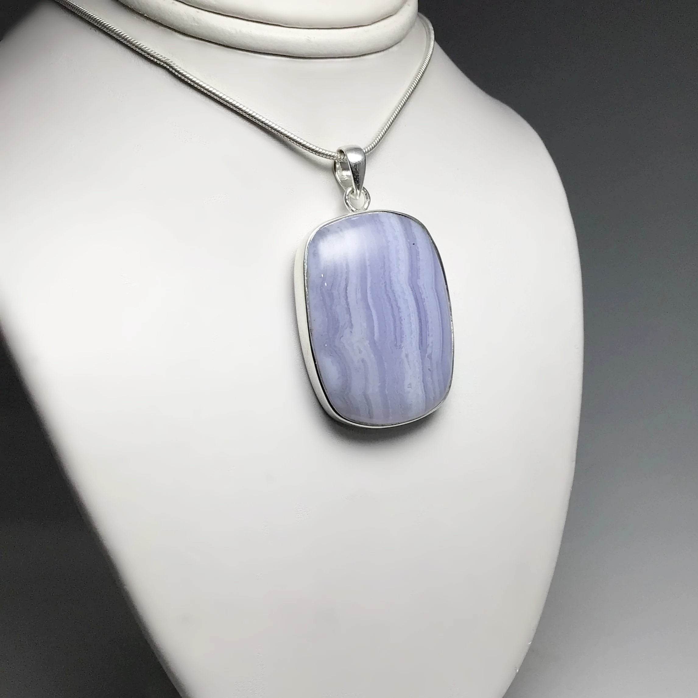 Blue Lace Agate Pendant - Rocks and Gems Canada