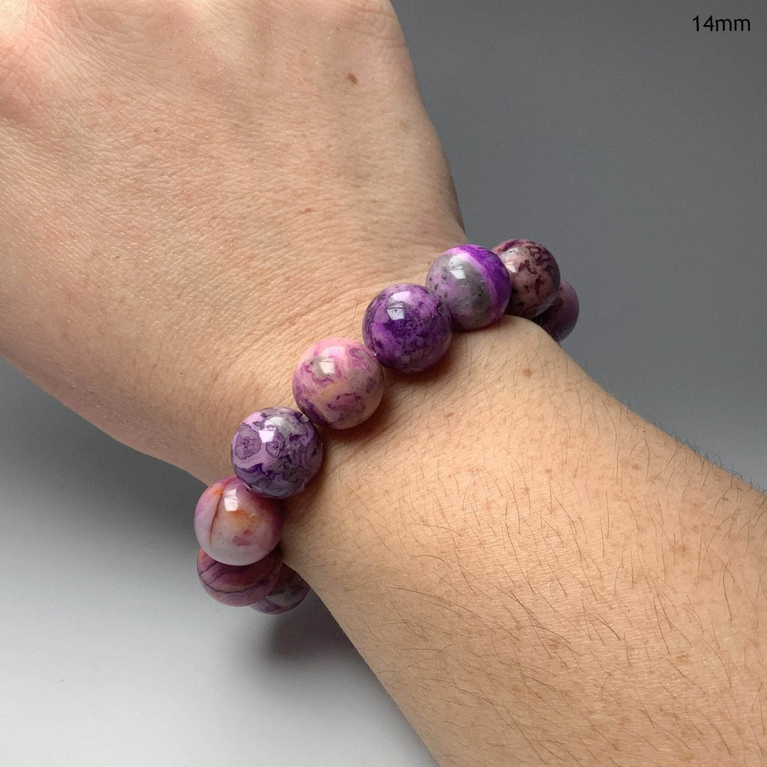 Purple Crazy Lace Agate Beaded Bracelet - Rocks and Gems Canada