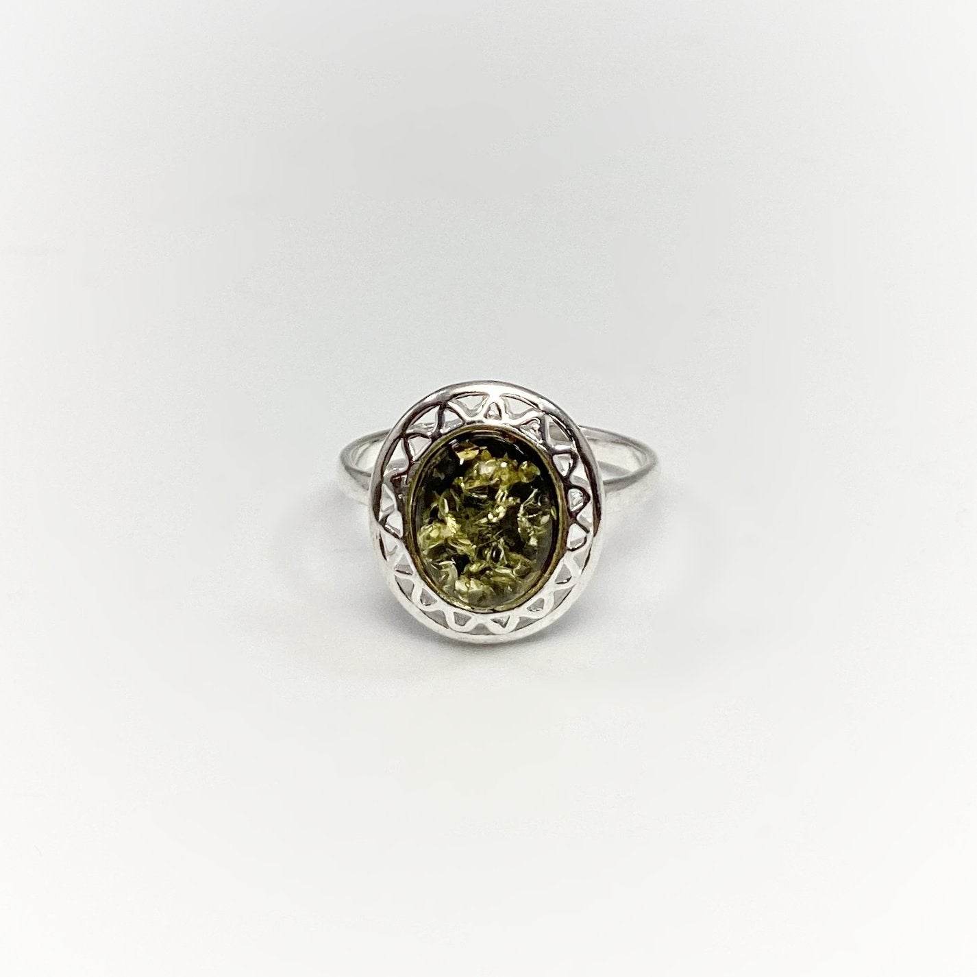 Green Amber Ring - Rocks and Gems Canada