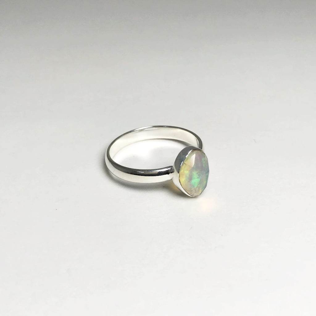 Faceted Ethiopian Fire Opal Ring - Rocks and Gems Canada