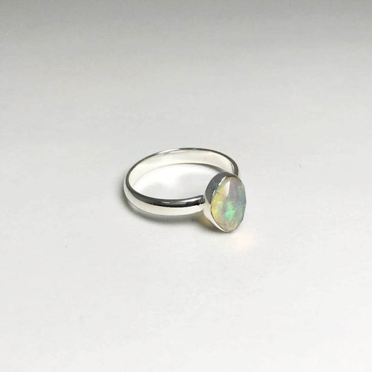 Faceted Ethiopian Fire Opal Ring - Rocks and Gems Canada