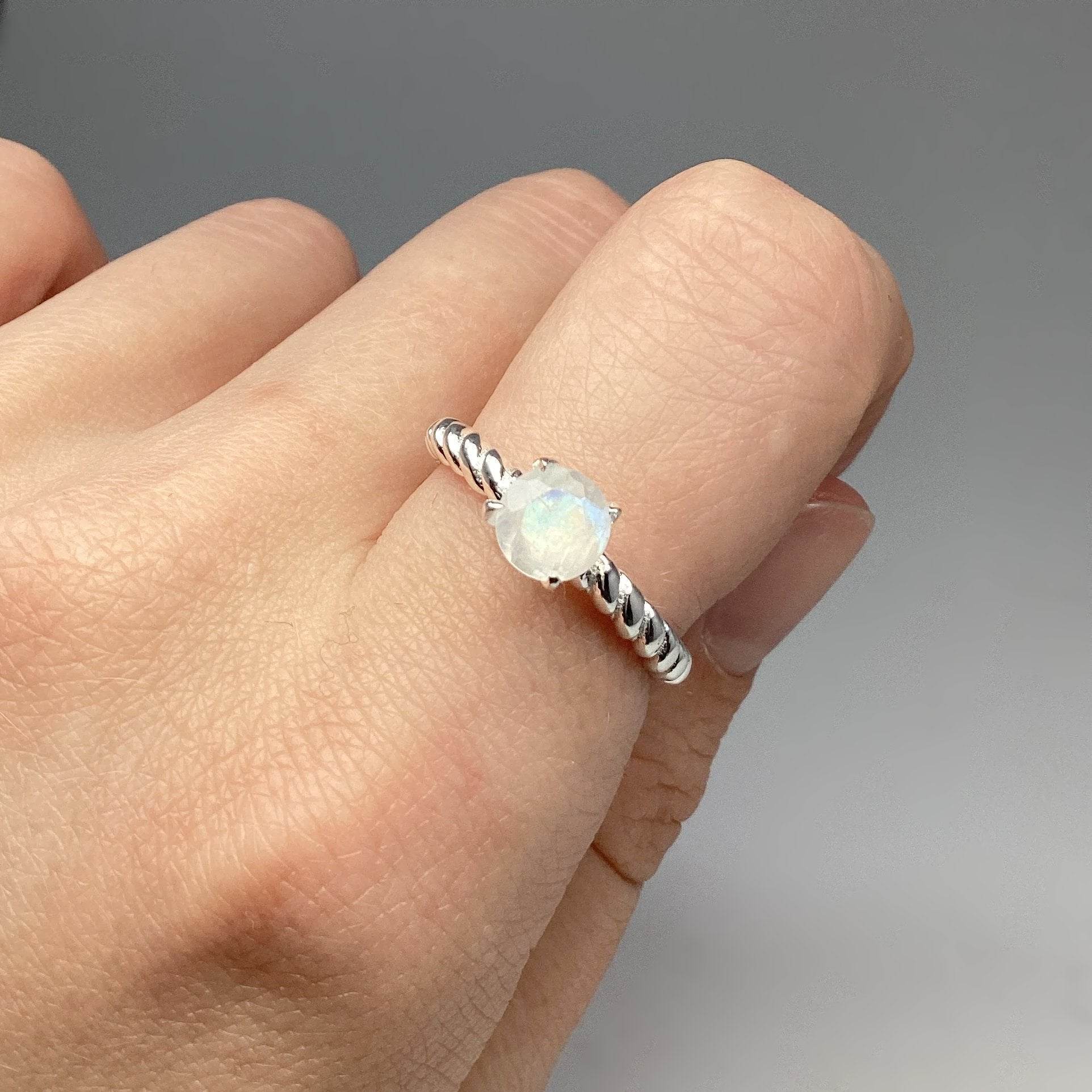 Rainbow Moonstone Ring - Rocks and Gems Canada