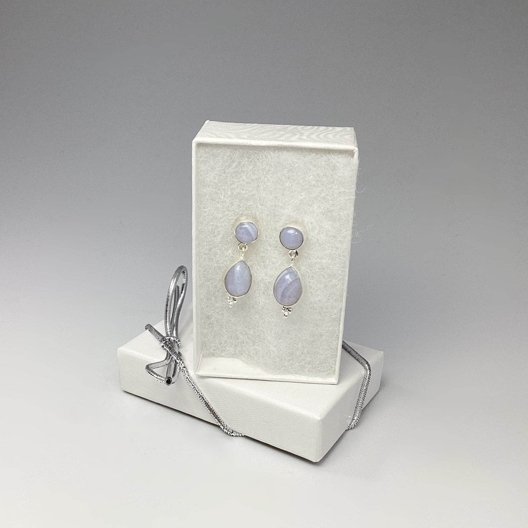 Blue Lace Agate Stud Earrings - Rocks and Gems Canada