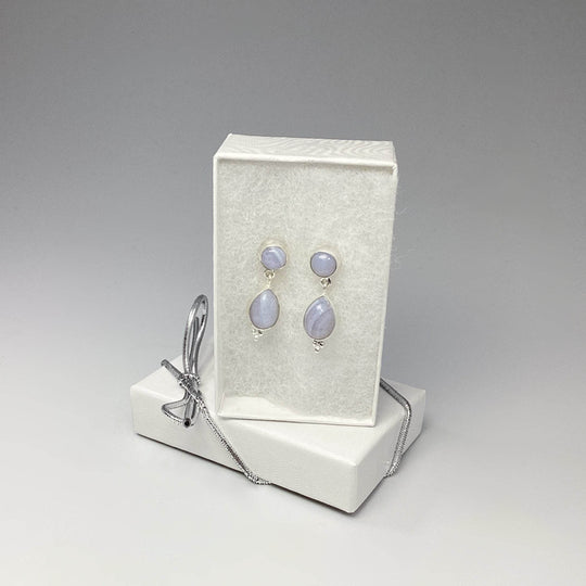 Blue Lace Agate Stud Earrings - Rocks and Gems Canada