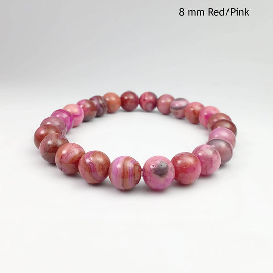 Pink Crazy Lace Agate Beaded Bracelet - Rocks and Gems Canada