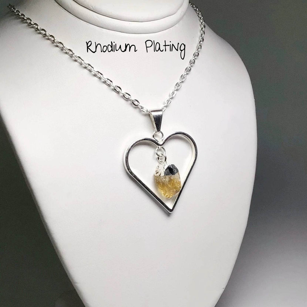 Heart Necklace with Citrine - Rocks and Gems Canada