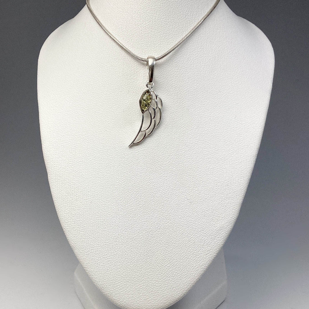 Green Amber Wing Pendant - Rocks and Gems Canada