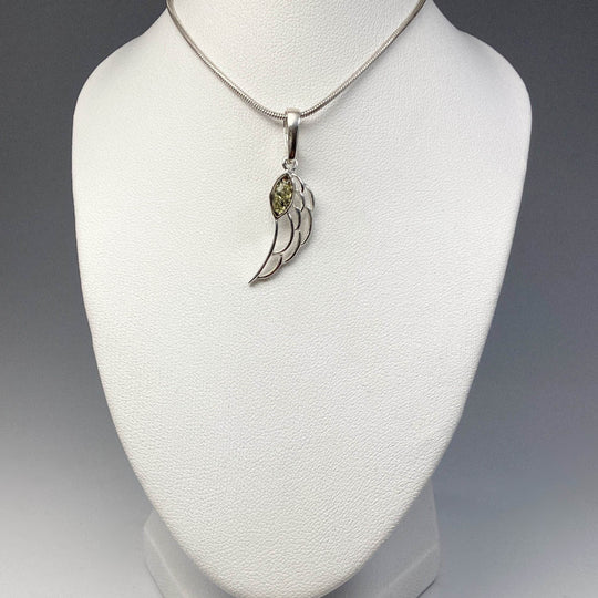 Green Amber Wing Pendant - Rocks and Gems Canada