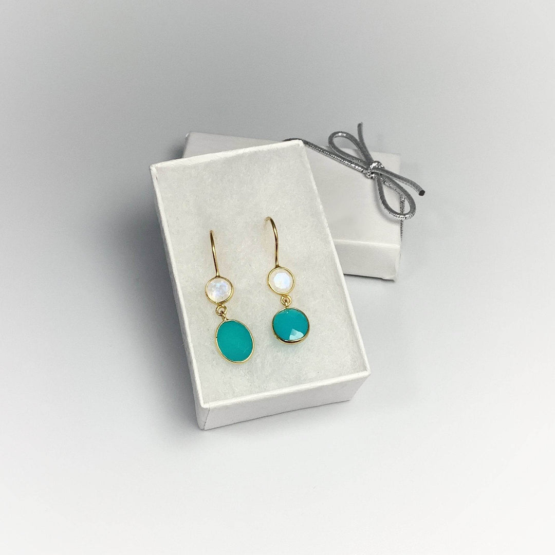 Blue Onyx and Moonstone Dangle Earrings - Rocks and Gems Canada