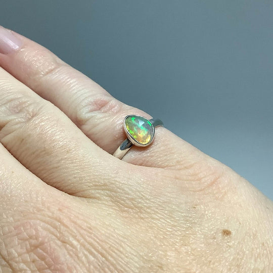 Faceted Ethiopian Fire Opal Ring - Rocks and Gems Canada