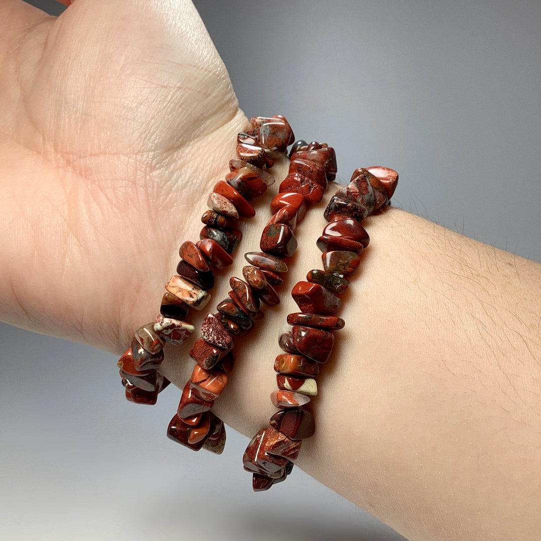 Red Brecciated Jasper Chip Beaded Bracelet - Rocks and Gems Canada