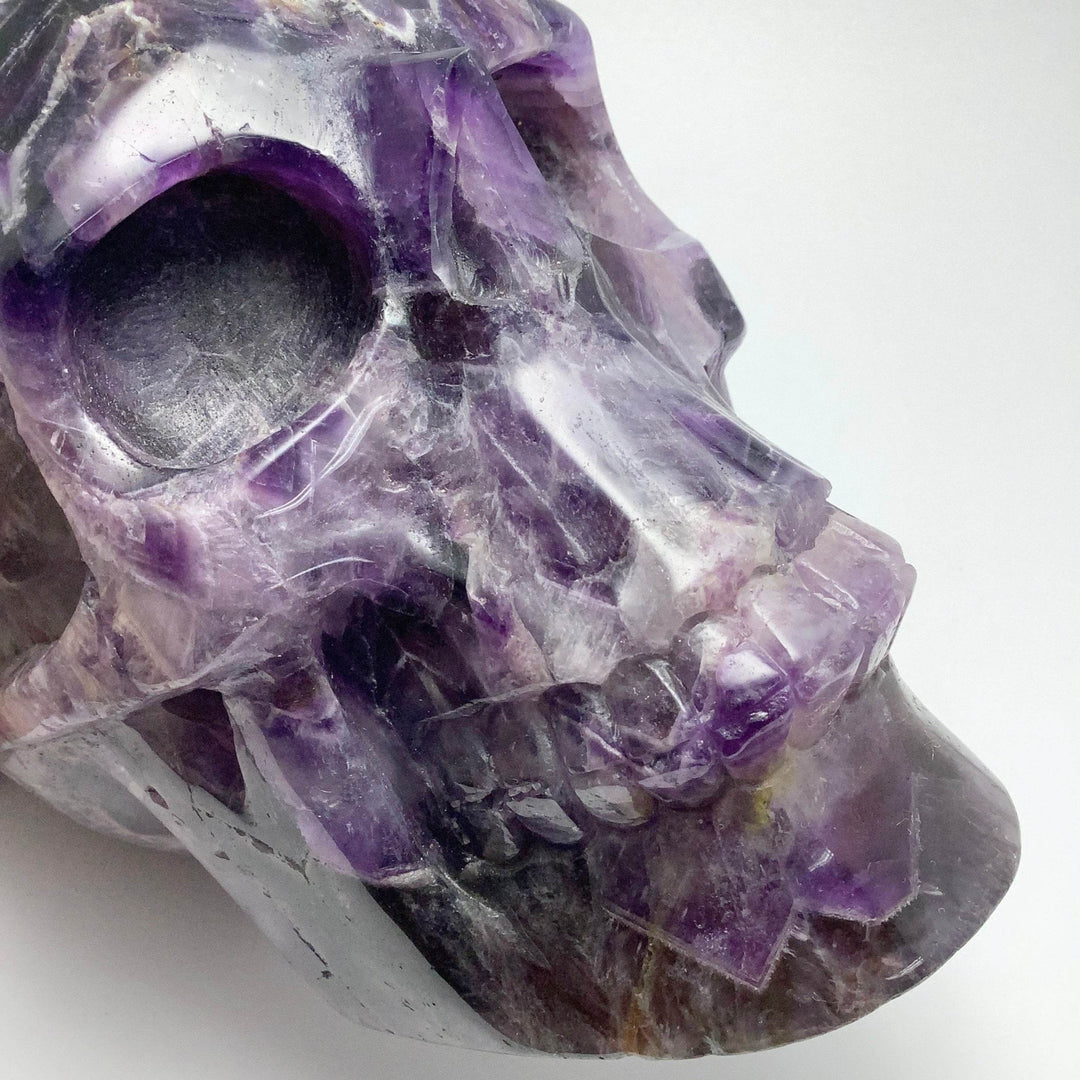 Large Chevron Amethyst Crystal Skull - Rocks and Gems Canada