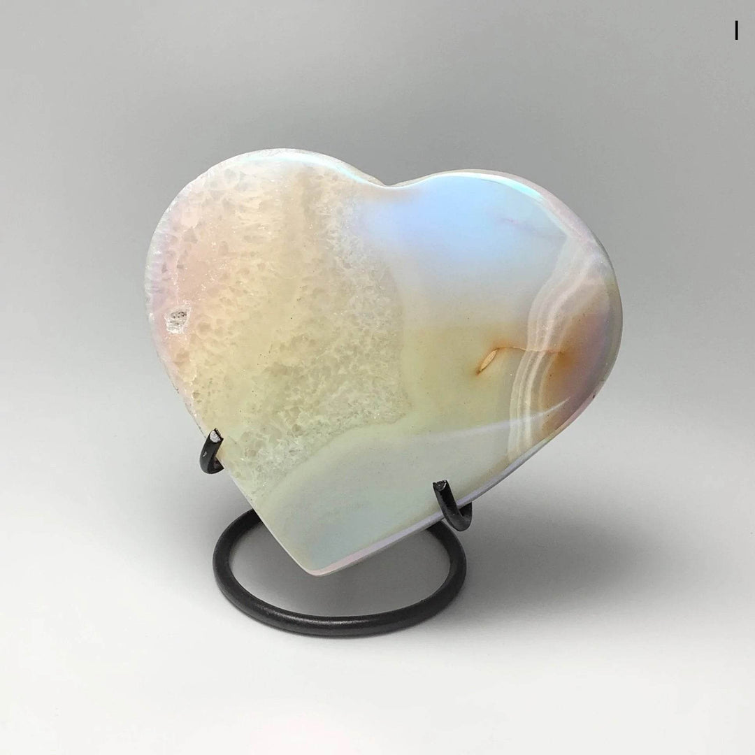 Rainbow Agate Heart on Stand - Rocks and Gems Canada